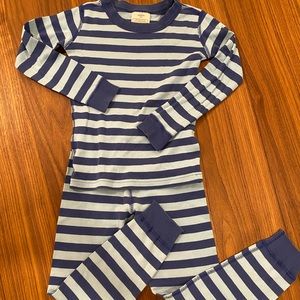 Hanna Andersson pajamas set in blue stripes; long sleeve w pants.